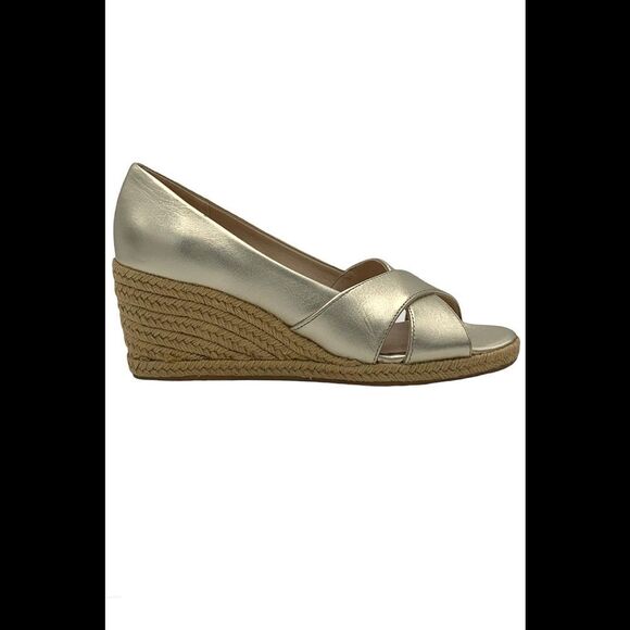 Jack Rogers Shoes - Jack Rogers Criss-Cross Wedge Espadrilles Palmer Platinum - Medium